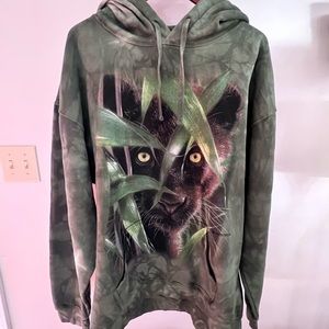 THE MOUNTAIN Green Tie Dye Black Panther Hoodie Men’s Extra Large